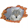 Naklejka na ścianę 3D Wilk srebrzysto-biały 90 cm na 60 cm 