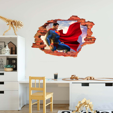 Naklejka na ścianę 3D SUPERMAN wiatr w pelerynie 90 cm na 60 cm