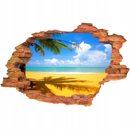 Naklejka na ścianę 3D Plaża odbicie palmy na piasku 90 cm na 60 cm